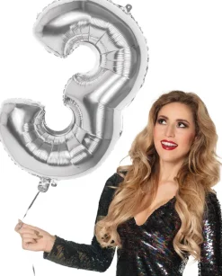 Tal ballon 3 sølv 86 cm