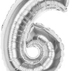 Tal ballon 6 sølv 36 cm