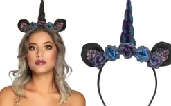 Unicorn hårbøjle blomster, sort